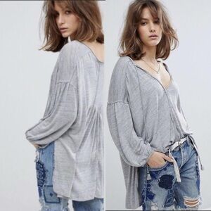 We The Free Gray 3/4 Sleeve Tie Front Tunic sizeM                  ordrA4